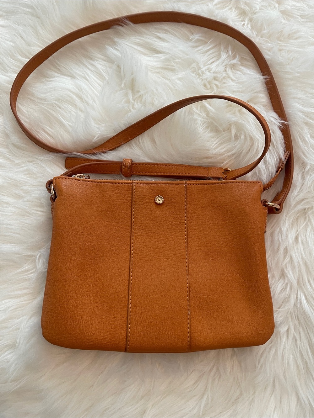 LC Lauren Conrad Tan/Cognac Crossbody Bag with Gold Accent